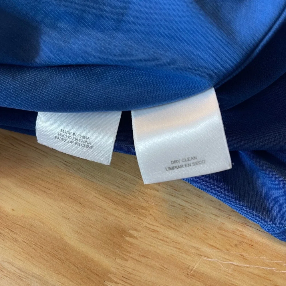 Anne Klein Womens Plus 1X Royal Blue Faux Wrap Side Knot 3/4 Sleeve Dress